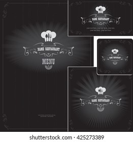 set of elements for design style restaurant in the style of black and white film
