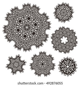 set of elements for design. Stylized flowers, mandala