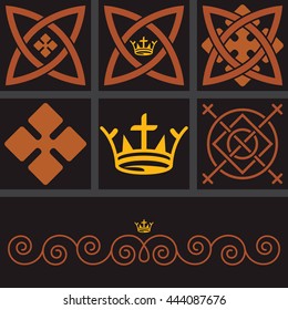 Set of elements for design stylized under the Celtic patterns.