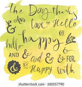 Set of elements, design, watercolor. Watercolor background. Vector. Hand lettering. Handmade.