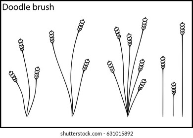the set of elements Doodle brush and bushes out of her ears from bulbs how flashlights for use in design and ornaments