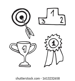 Set elements in doodle business set. Hand drawn vector illustration for cards, posters, stickers and professional design.