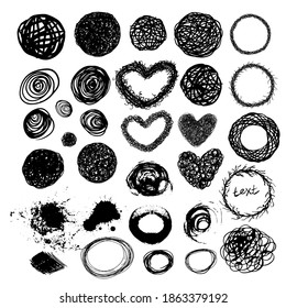 Satz von Elementen aus doodlen Linien. Sketching. Vektorgrafik