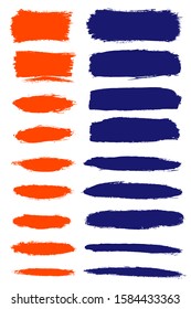 Set of elements drawn by acrylic paint. Using brushes. Vector.