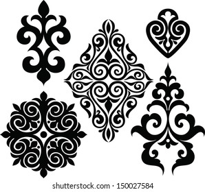 Set elements of ethnic ornament