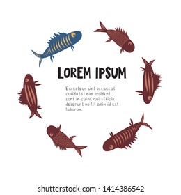 A set of elements from the fish in the red-beige scale that swim around. Can be used as a template. Element colors are easy to change.