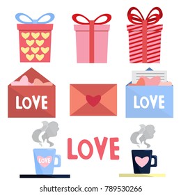 A set of elements. Flat style. For Valentine's Day.Eps10.
