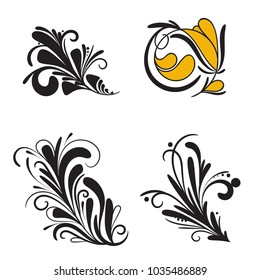 a set of elements of folk ornament