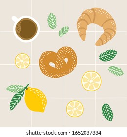set of elements food bakery yummy