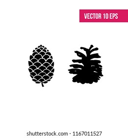 The set of elements of the forest pine branches, pinecones.
