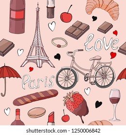 set of elements, french atmosphere, vector illustration for the decor of cards, banners, magazines