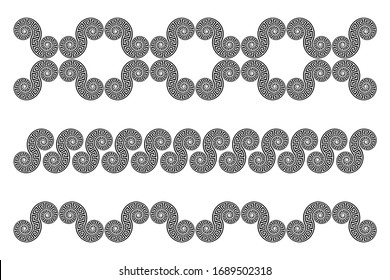 Set of elements of Greek ornament and Mayan patterns. Minimalistic pattern on a white background