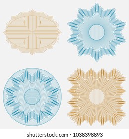 Set of elements guilloche. Wall-paper for the press. Vintage ornament. Rosette. A vector illustration for documents.
