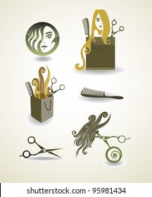 Set of elements - hairdresser