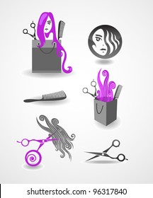 Set of elements - hairdresser