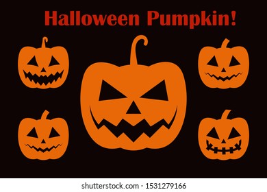 Set of elements for Halloween. Halloween pumpkin with different emotions. Autumn holidays. Vector illustration design.