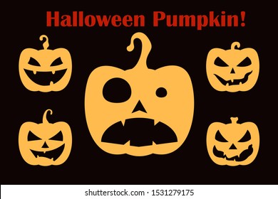 Set of elements for Halloween. Halloween pumpkin with different emotions. Autumn holidays. Vector illustration design.