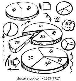 Set of elements for hand-drawn infographic: charts, arrows, badges