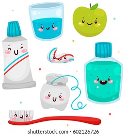 Set Elements Healthy Teeth Toothbrush Toothpaste Stock Vector (Royalty ...