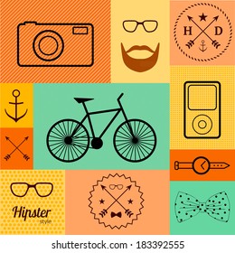 Set of elements of hipster style