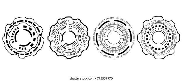 Set Elements Hud Design for Futuristic Interface, Infographic Elements - Illustration Vector
