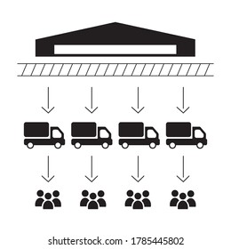 Set elements of industrial logistics and trucking illustration. Hand drawn vector icons for business, web design, logo, infographic, cards, and professional design.