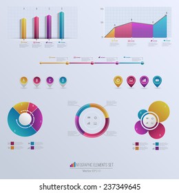Set elements of infographics. Can be used for work flow layout,presentation , diagram, graph, timeline, chart, business step options. Vector illustration EPS10