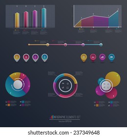 Set elements of infographics. Can be used for work flow layout,presentation , diagram, graph, timeline, chart, business step options. Vector illustration EPS10