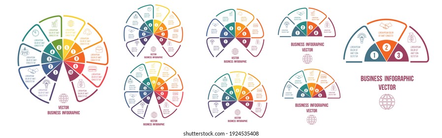 Set von Elementen für Infografiken. Farbige Vorlagen. Kuchendiagramm. Geschäftsstrategie. Platz für Text.
