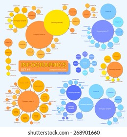 Set of elements for infographics. For example variants of the structure. Style pie charts.