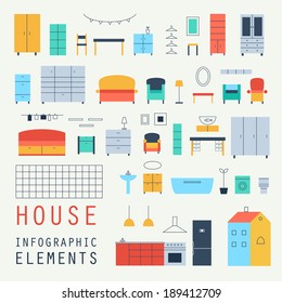 Set elements of infographics. House design. Furniture. Vector.