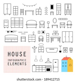 Set elements of infographics. House design. Furniture. Vector.