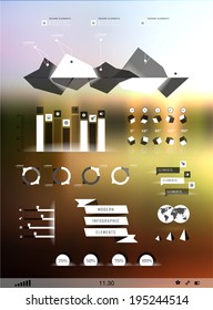 Set elements of infographics on blur background. Modern elements of info graphics