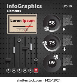Set of elements for infographics in UI style with detector