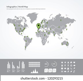 Set elements of infographics. World Map and Information Graphics