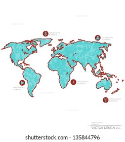 Set elements of infographics. World Map and Information Graphics, vector illustration. World map. Vector Illustration.