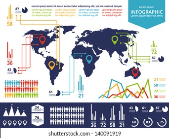 Set elements of infographics. World Map and Information Graphics
