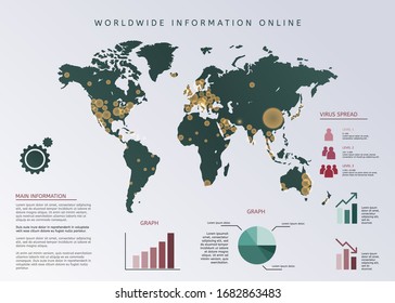 Set elements of infographics. World Map and Information Graphics. Virus spread.