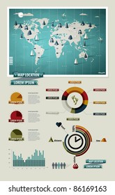 Set elements of infographics. World Map and Information Graphics