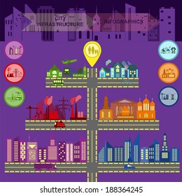 Set of elements infrastructure city, vector infographics. Illustration