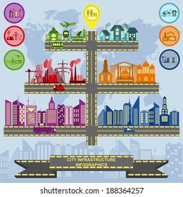 Set of elements infrastructure city, vector infographics. Illustration