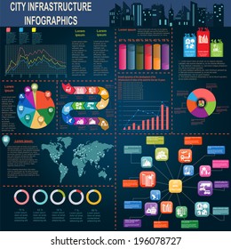 Set of elements infrastructure city, vector infographics. Illustration
