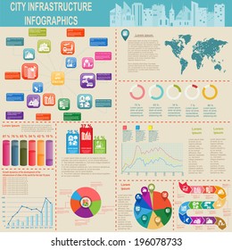 Set of elements infrastructure city, vector infographics. Illustration