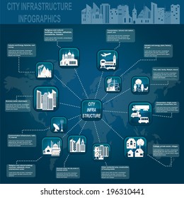 Set of elements infrastructure city, vector infographics. Illustration