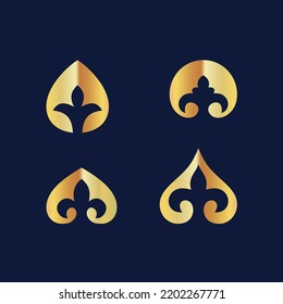 Set of elements of the Kazakh national ornament. Classic golden vector ornament.