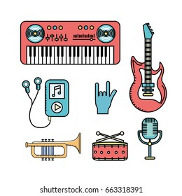 set elements to listen and play music