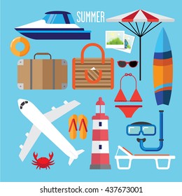 Set of elements of marine recreation.