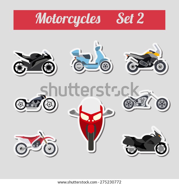 Set of elements motorcycles for creating your own\
infographics or maps