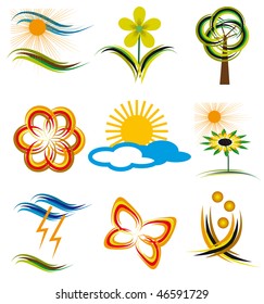 Set of elements of nature. Vector illustration