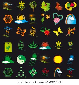 Set of elements of nature. Vector illustration